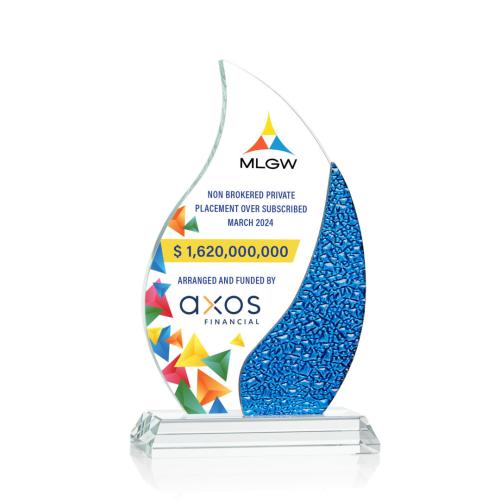 Corporate Awards - Crystal Awards - Oakley Full Color Blue Flame Crystal Award