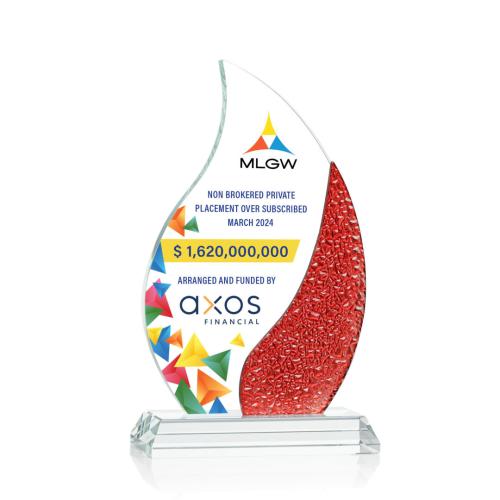Corporate Awards - Crystal Awards - Oakley Full Color Red Flame Crystal Award