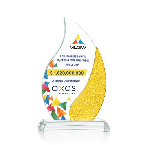 Corporate Awards - Crystal Awards - Oakley Full Color Yellow Flame Crystal Award