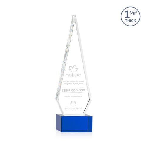 Corporate Awards - Crystal Awards - Springfield Blue on Hancock Base Crystal Award