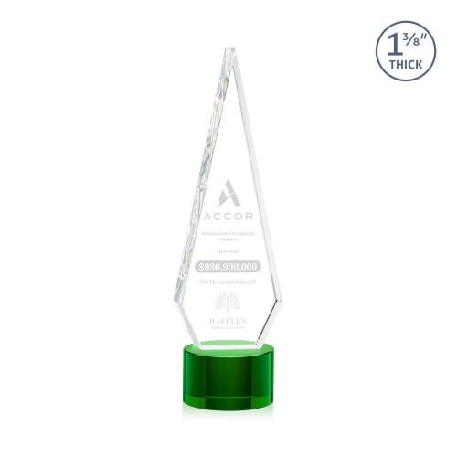 Corporate Awards - Crystal Awards - Springfield Green on Marvel Base Crystal Award