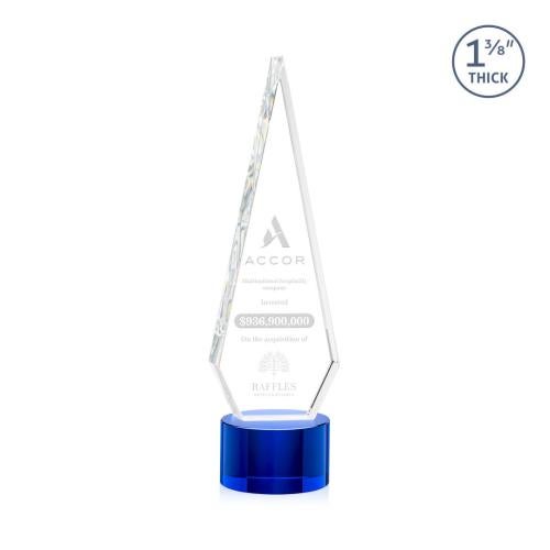 Corporate Awards - Crystal Awards - Springfield Blue on Marvel Base Crystal Award