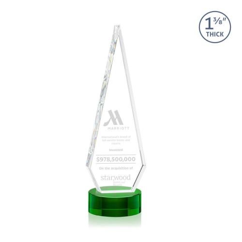 Corporate Awards - Crystal Awards - Springfield Green on Stanrich Base Crystal Award