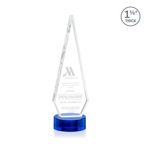 Corporate Awards - Crystal Awards - Springfield Blue on Stanrich Base Crystal Award