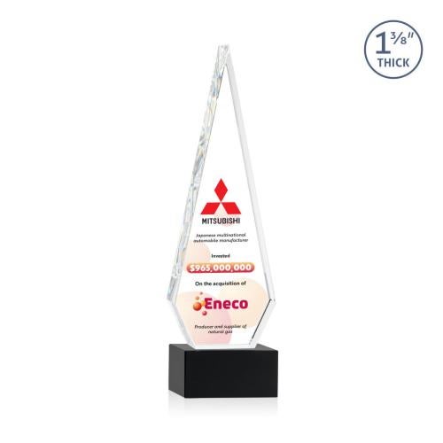 Corporate Awards - Crystal Awards - Springfield Full Color Black on Hancock Base Crystal Award
