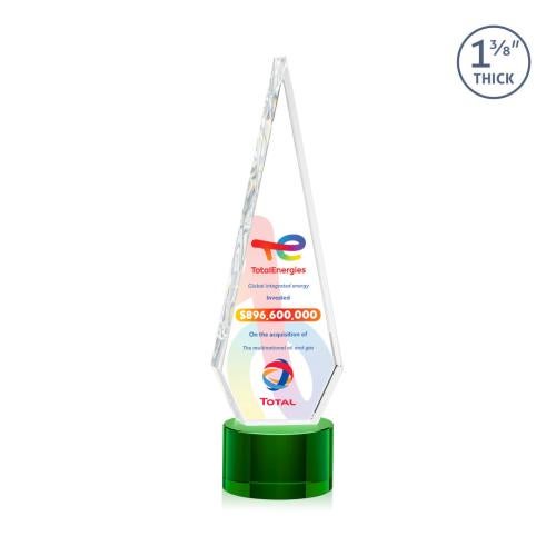 Corporate Awards - Crystal Awards - Springfield Full Color Green on Marvel Base Crystal Award