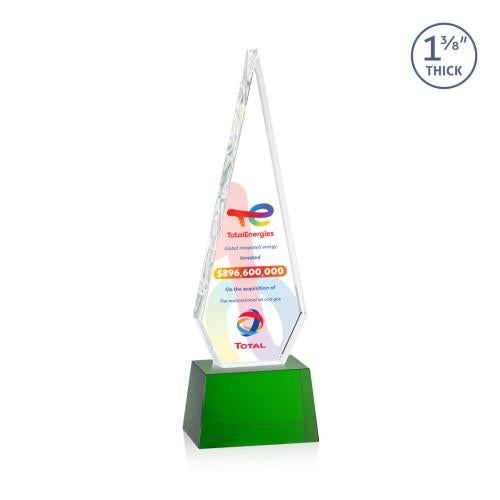 Corporate Awards - Crystal Awards - Springfield Full Color Green on Robson Base Crystal Award