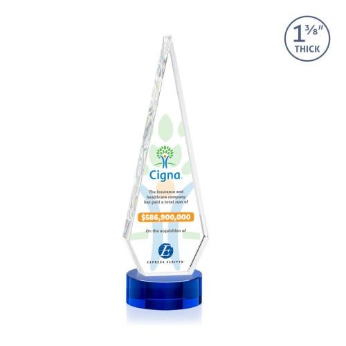 Corporate Awards - Crystal Awards - Springfield Full Color Blue on Stanrich Base Crystal Award
