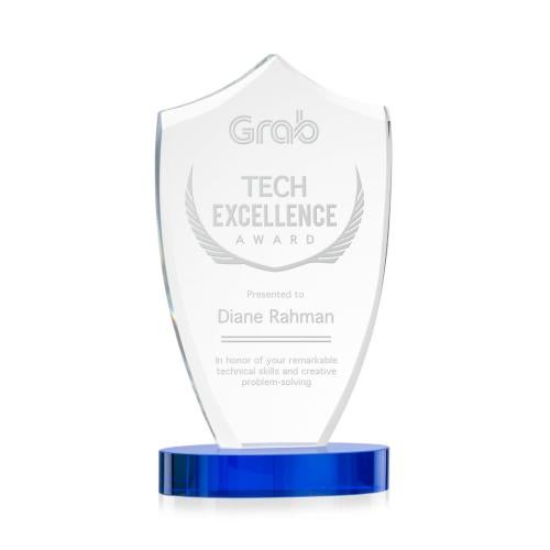 Corporate Awards - Crystal Awards - Skylark Shield Blue Abstract / Misc Crystal Award