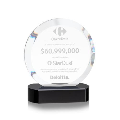 Corporate Awards - Crystal Awards - Matlow Black Circle Crystal Award