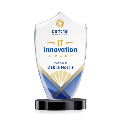Corporate Awards - Crystal Awards - Skylark Shield Full Color Black Abstract / Misc Crystal Award