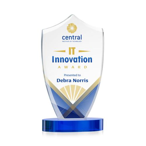 Corporate Awards - Crystal Awards - Skylark Shield Full Color Blue Abstract / Misc Crystal Award