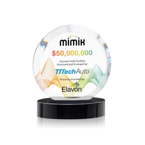 Corporate Awards - Crystal Awards - Matlow Full Color Black Circle Crystal Award