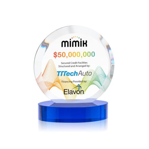 Corporate Awards - Crystal Awards - Matlow Full Color Blue Circle Crystal Award