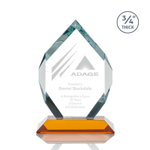 Corporate Awards - Crystal Awards - Royal Diamond Amber Crystal Award