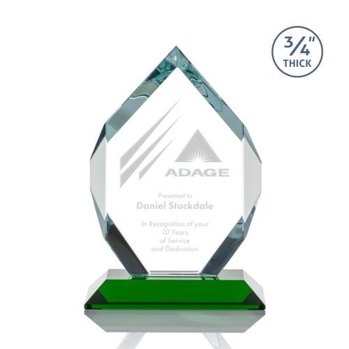 Corporate Awards - Crystal Awards - Royal Diamond Green Crystal Award