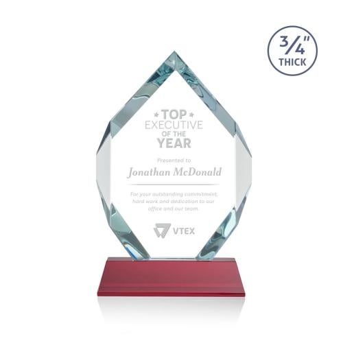 Corporate Awards - Crystal Awards - Royal Diamond Red on Newhaven Crystal Award