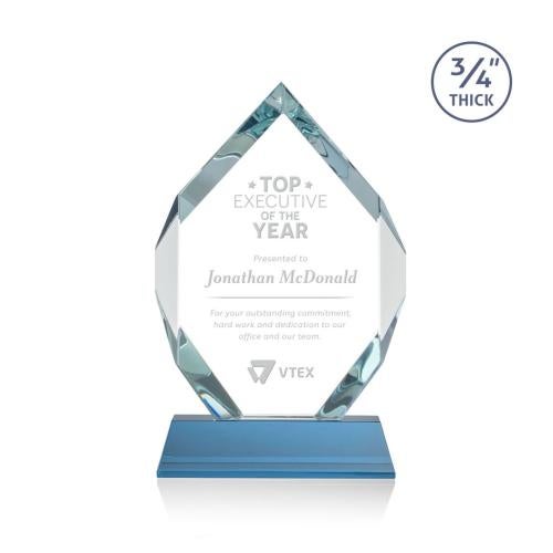 Corporate Awards - Crystal Awards - Royal Diamond Sky Blue on Newhaven Crystal Award