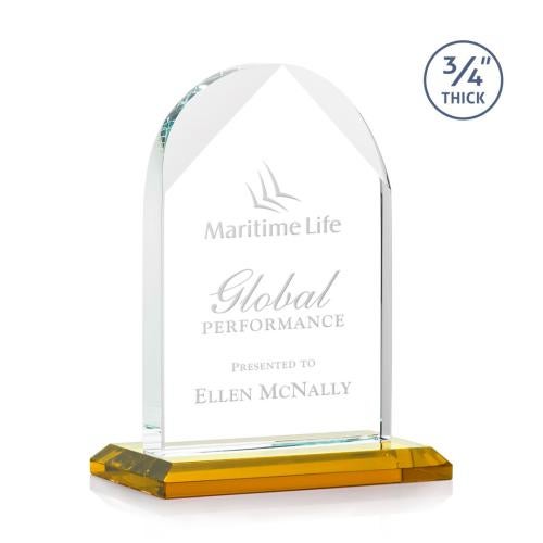 Corporate Awards - Crystal Awards - Blake Amber Arch & Crescent Crystal Award