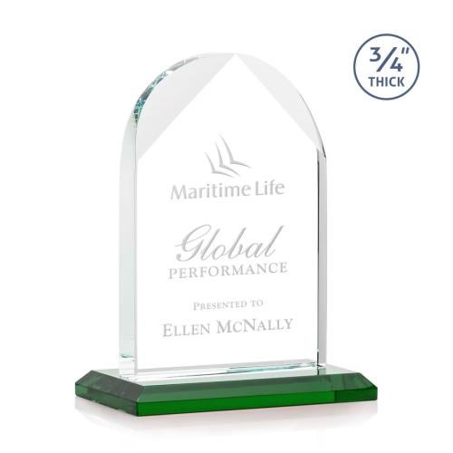 Corporate Awards - Crystal Awards - Blake Green Arch & Crescent Crystal Award