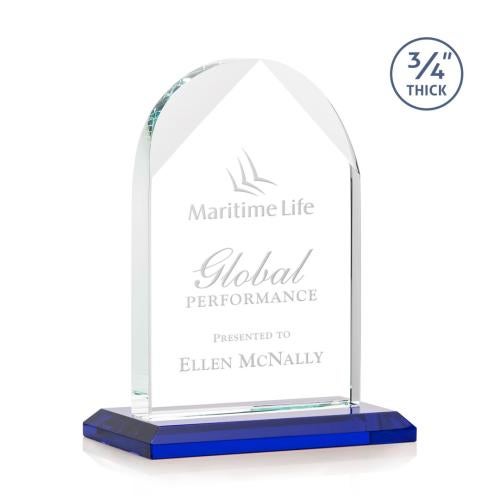 Corporate Awards - Crystal Awards - Blake Blue Arch & Crescent Crystal Award