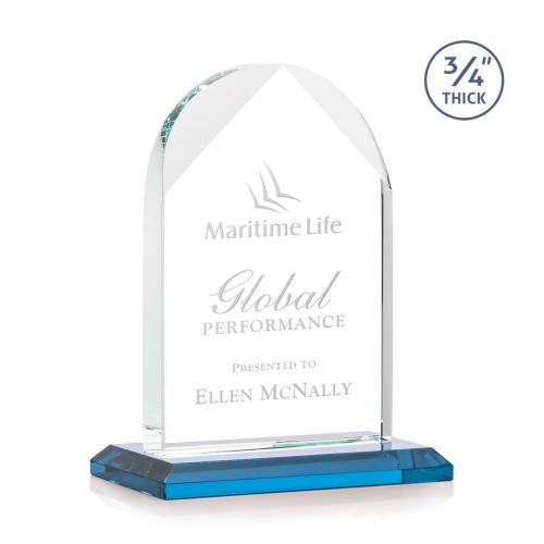 Corporate Awards - Crystal Awards - Blake Sky Blue Arch & Crescent Crystal Award
