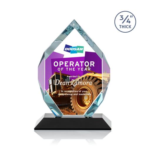 Corporate Awards - Crystal Awards - Royal Diamond Full Color Black Crystal Award