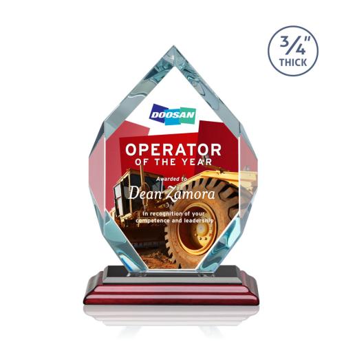 Corporate Awards - Crystal Awards - Royal Diamond Full Color Rosewood Crystal Award