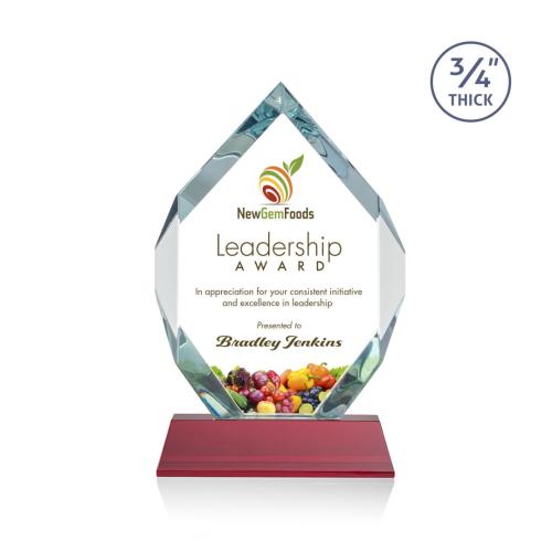 Corporate Awards - Crystal Awards - Royal Diamond Full Color Red on Newhaven Crystal Award