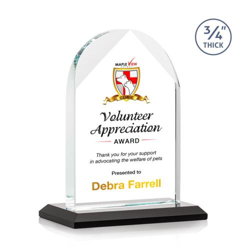 Corporate Awards - Crystal Awards - Blake Full Color Black Arch & Crescent Crystal Award