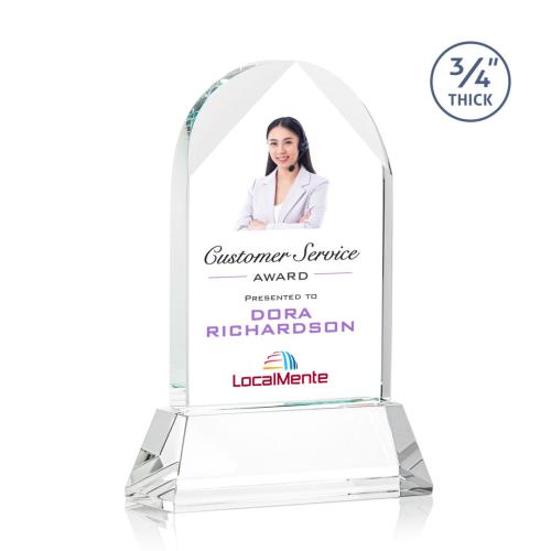 Corporate Awards - Crystal Awards - Blake Full Color Clear on Newhaven Arch & Crescent Crystal Award