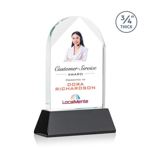 Corporate Awards - Crystal Awards - Blake Full Color Black  on Newhaven Arch & Crescent Crystal Award