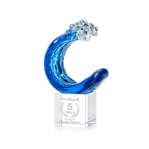 Corporate Awards - Glass Awards - Art Glass Awards - Oceana Clear on Granby Base Circle Glass Award