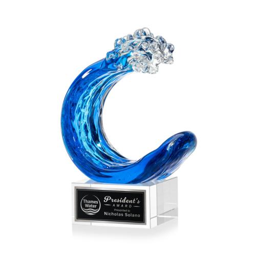 Corporate Awards - Glass Awards - Art Glass Awards - Oceana Clear on Hancock Base Circle Glass Award