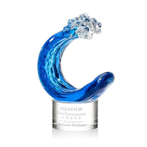 Corporate Awards - Glass Awards - Art Glass Awards - Oceana Clear on Marvel Base Circle Glass Award