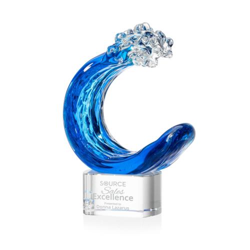 Corporate Awards - Glass Awards - Art Glass Awards - Oceana Clear on Paragon Base Circle Glass Award
