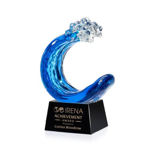 Corporate Awards - Glass Awards - Art Glass Awards - Oceana Black on Robson Base Circle Glass Award