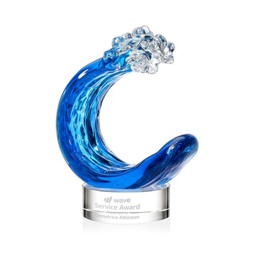 Corporate Awards - Glass Awards - Art Glass Awards - Oceana Clear on Stanrich Base Circle Glass Award