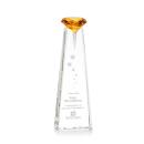 Alicia Gemstone Optical/Amber Obelisk Crystal Award