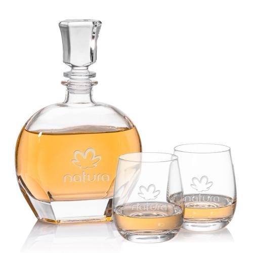 Corporate Recognition Gifts - Etched Barware - Glendale Decanter & Salem OTR