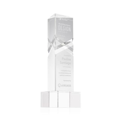 Corporate Awards - Crystal Awards - Oakham Clear on Hancock Base Obelisk Crystal Award