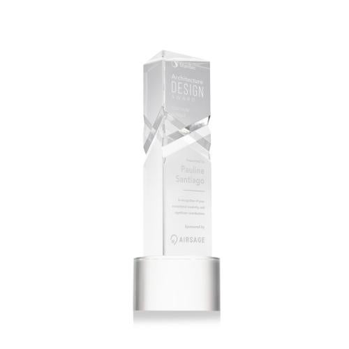 Corporate Awards - Crystal Awards - Oakham Clear on Marvel Base Obelisk Crystal Award