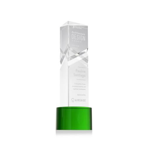 Corporate Awards - Crystal Awards - Oakham Green on Marvel Base Obelisk Crystal Award