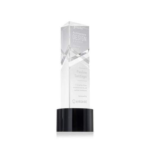Corporate Awards - Crystal Awards - Oakham Black on Marvel Base Obelisk Crystal Award