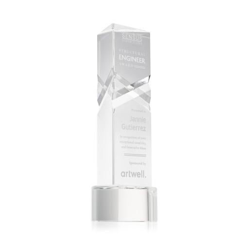 Corporate Awards - Crystal Awards - Oakham Clear on Paragon Base Obelisk Crystal Award