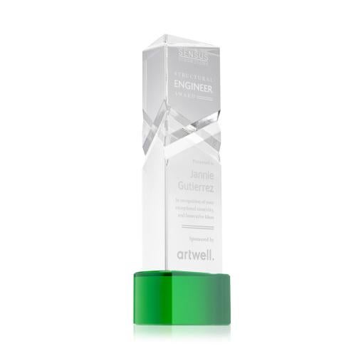 Corporate Awards - Crystal Awards - Oakham Green on Paragon Base Obelisk Crystal Award