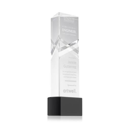 Corporate Awards - Crystal Awards - Oakham Black on Paragon Base Obelisk Crystal Award