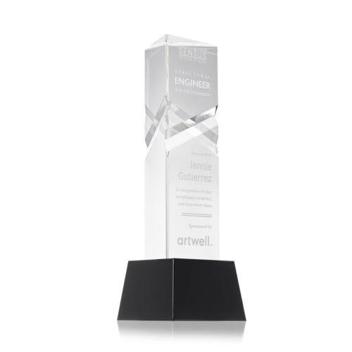 Corporate Awards - Crystal Awards - Oakham Black on Robson Base Obelisk Crystal Award