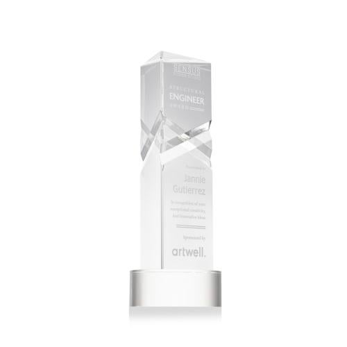 Corporate Awards - Crystal Awards - Oakham Clear on Stanrich Base Obelisk Crystal Award