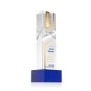 Oakham Full Color Blue on Hancock Base Obelisk Crystal Award